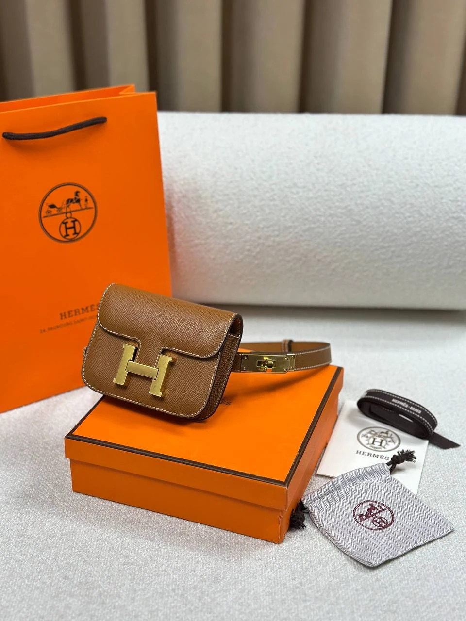 Hrms bag Lady belt taba gold