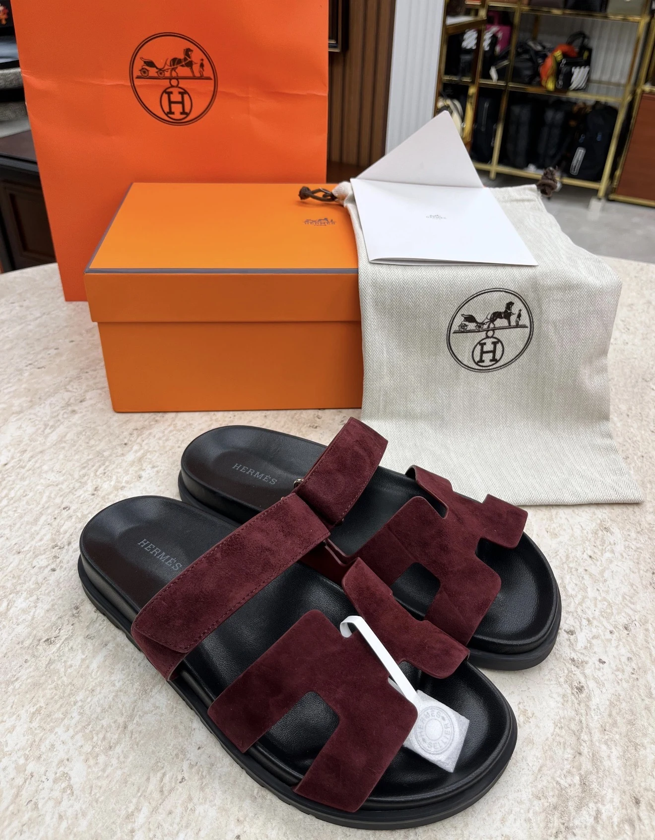 Hrms bordo süet sandal