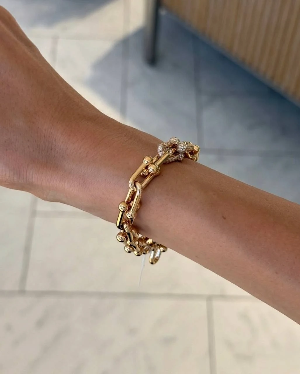 Tif taşlı gold bileklik