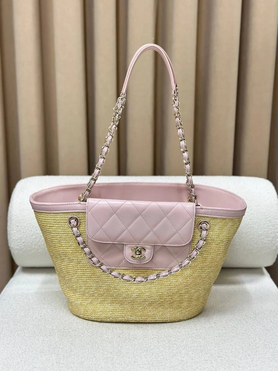 Chnl large tote pink