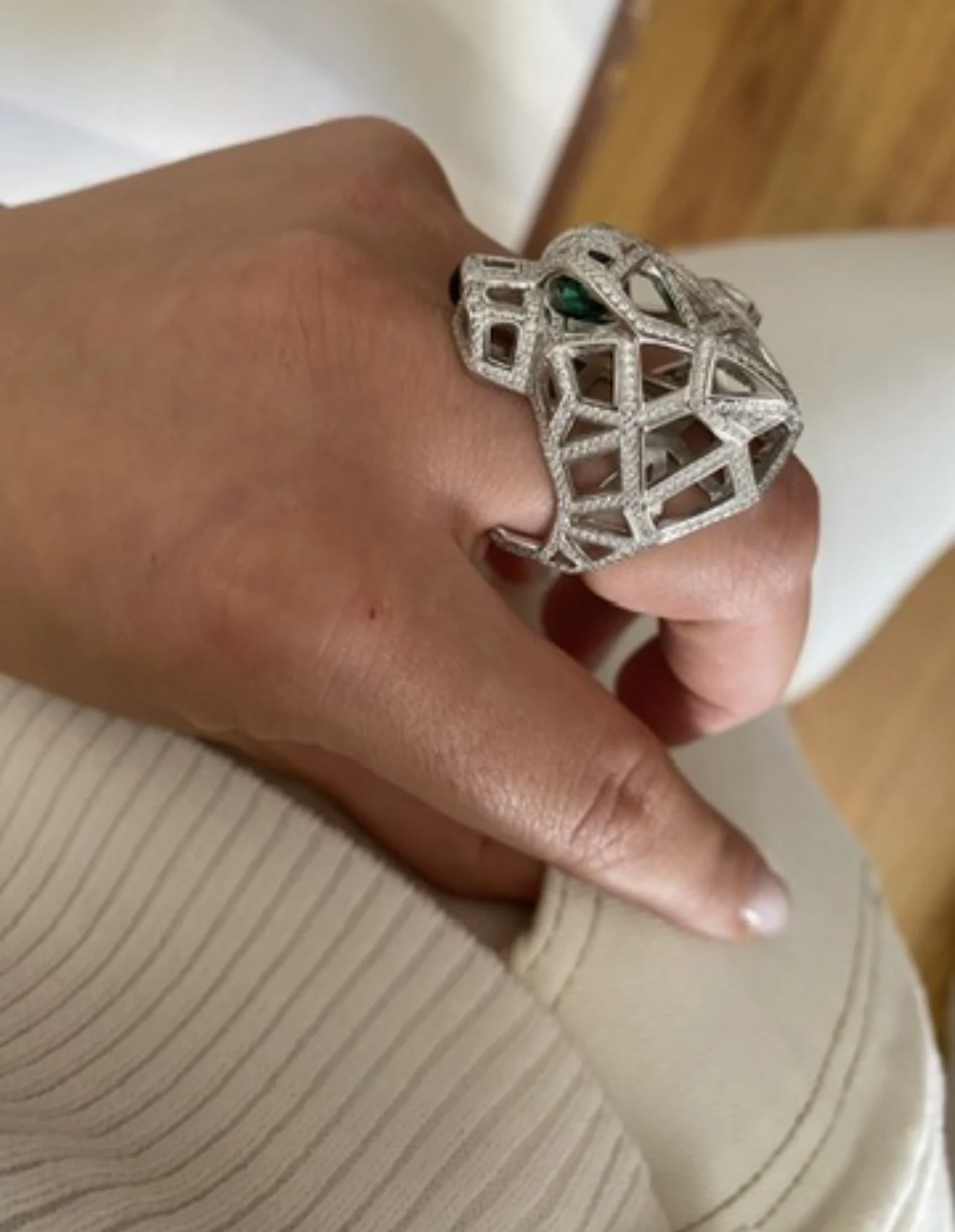 Crtr panter taşlı yüzük silver
