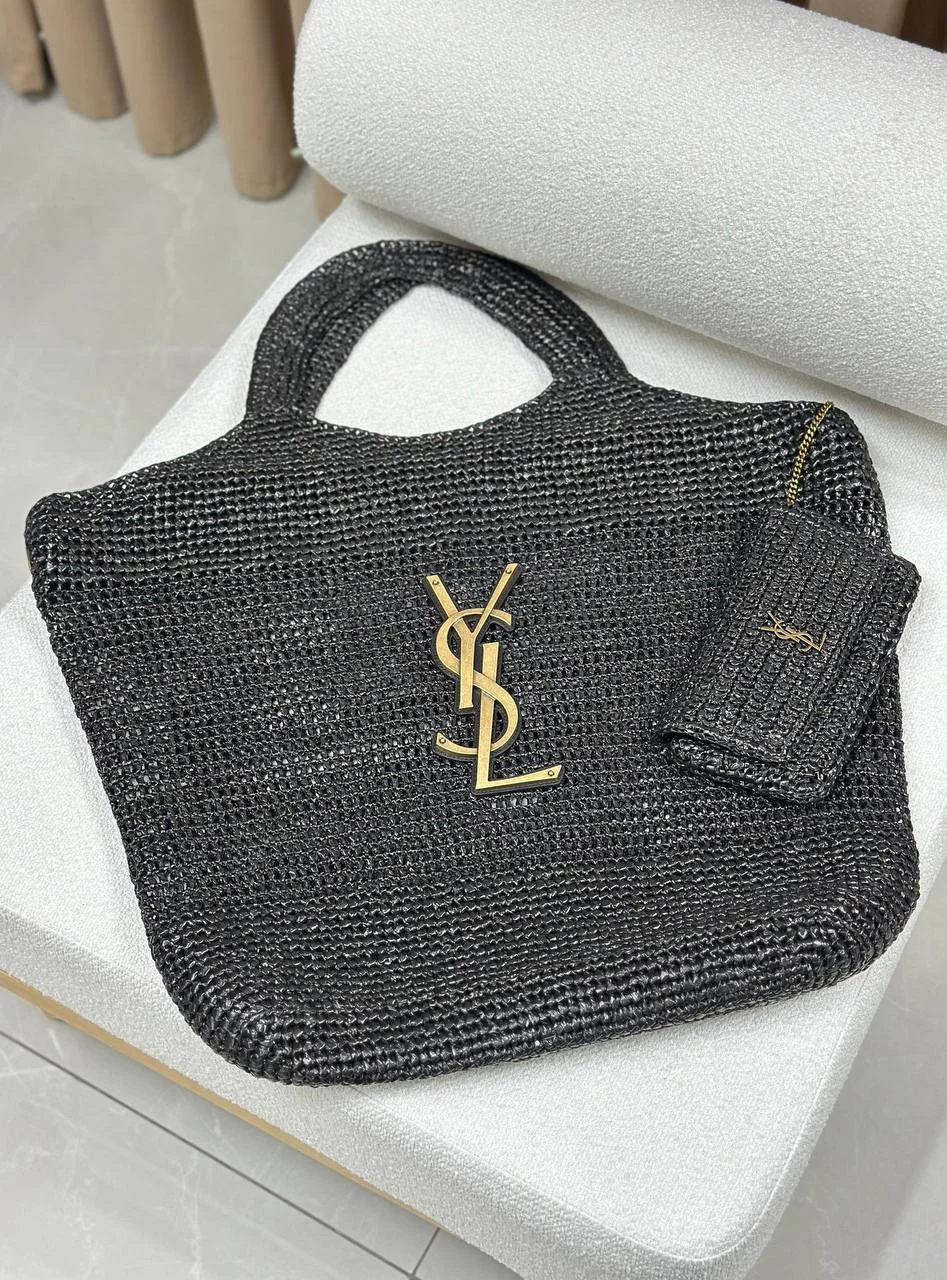 Ys raffia bag black