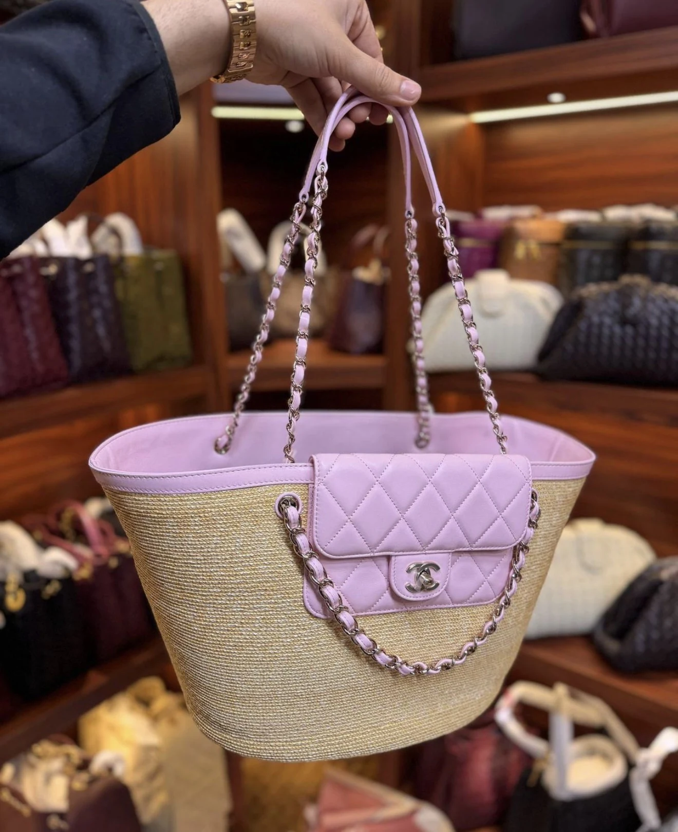 Chnl tote bag pink