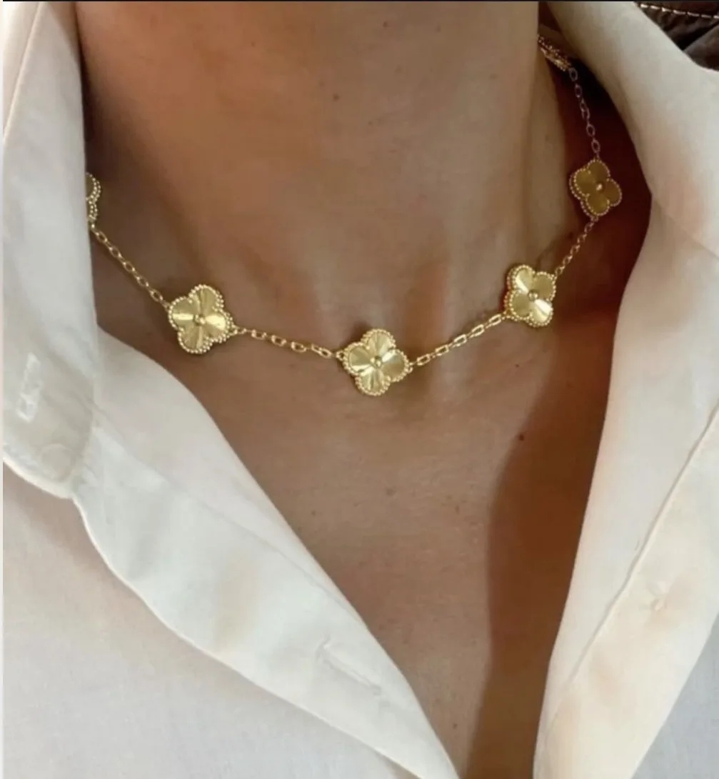 Gold çoklu yonca kolye