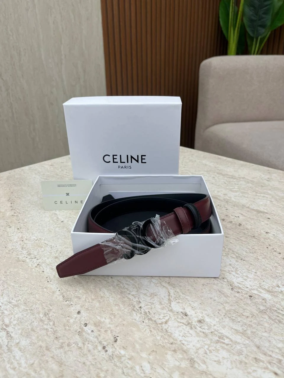 Cln bordo çift taraflı Lady belt