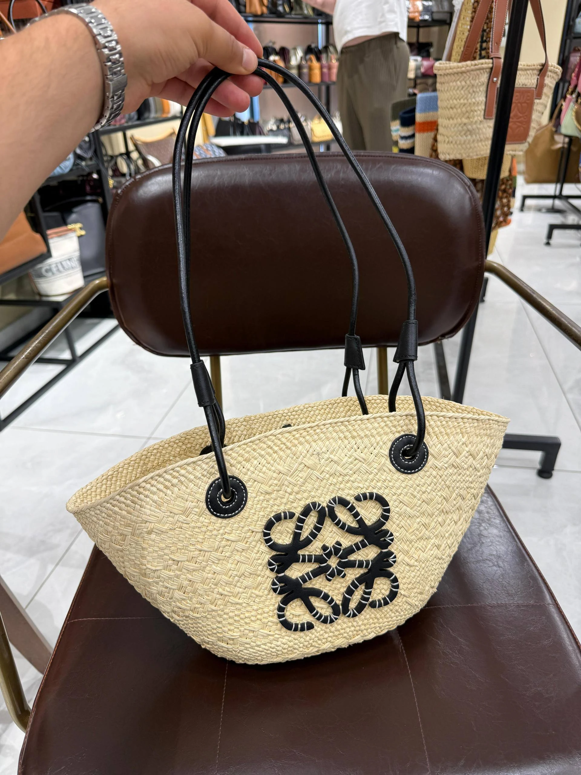 Loewe raffia bag siyah