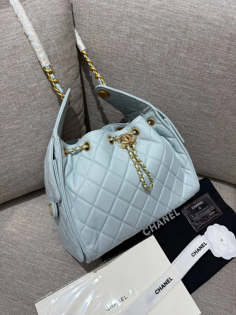 Chnl baby blue bag