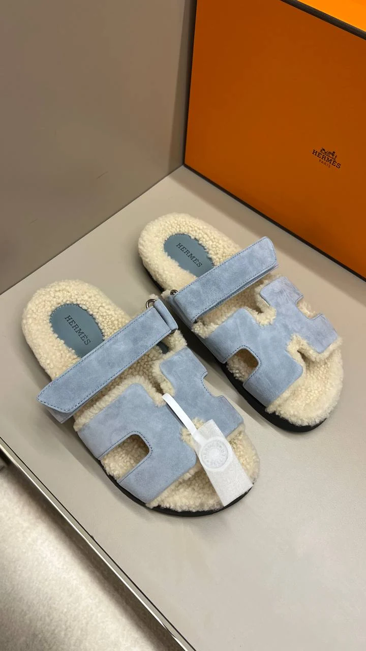 Hrms tüylü sandal baby blue